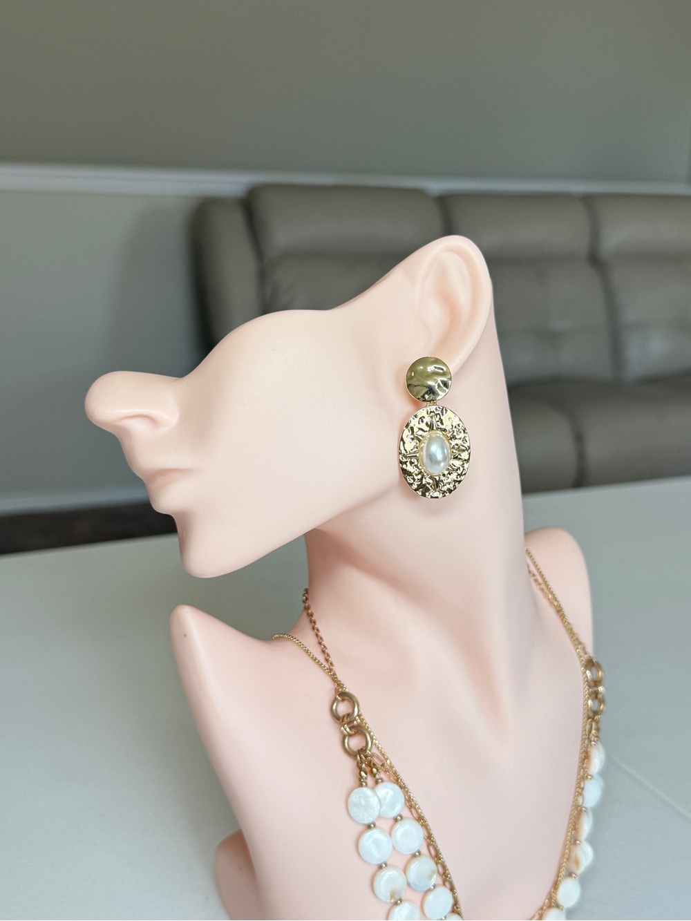 Gold-Tone Pearl Drop Earrings - Classic Women's Jewelry